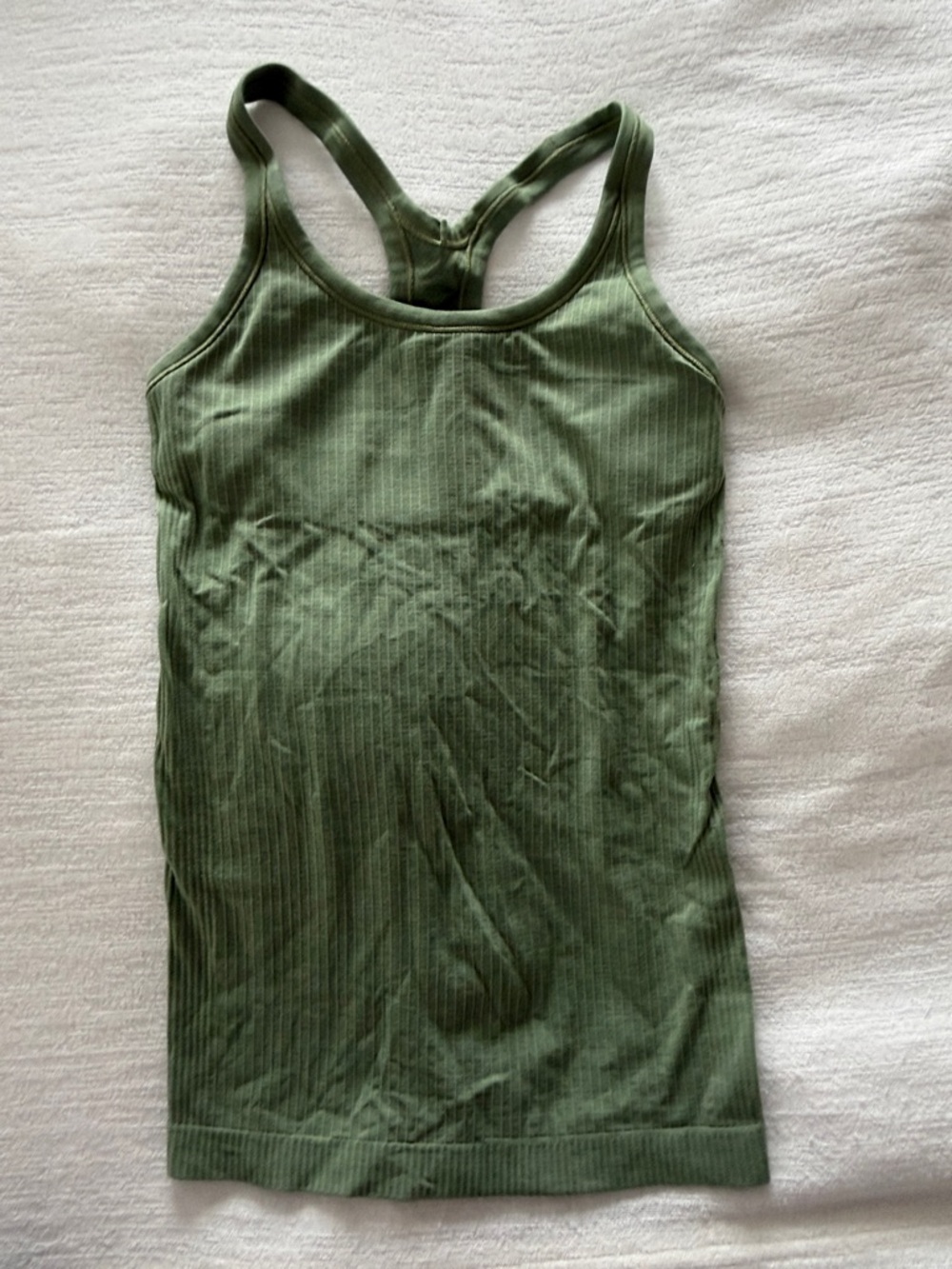 Women’s Olive Green Ribbed Racerback Tank Top